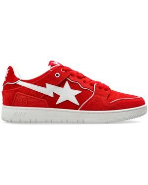 A Bathing Ape Schoenen ,Rood ,Leer Sportschoenen Met Logo