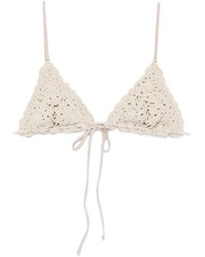 Frankie's Bikinis Badmode ,Katoen Elena Gehaakt Triangel Bikini Top - Wit