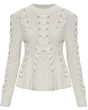 McQueen Peplum Zopfmuster-Pullover - Grau