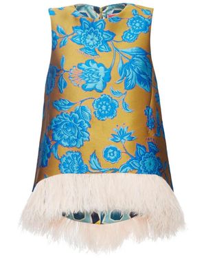 La DoubleJ Feather-trim La Scala Top - Blue