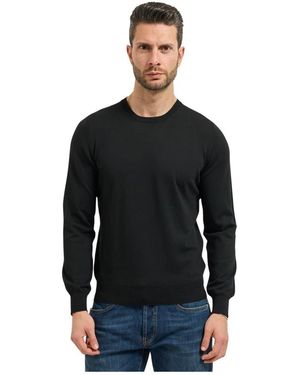 Gran Sasso Truien & Vesten ,Zwart ,Katoen Cotton Crew Neck