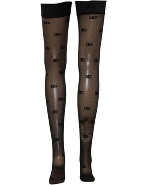 Dolce & Gabbana Accessoires ,Zwart ,Tule Tule Panty Met Jacquard Logo