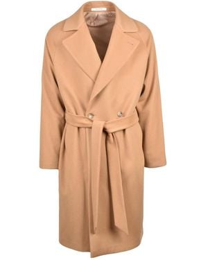 Tagliatore Jassen ,Wol Lange Double-Breasted Jas - Naturel