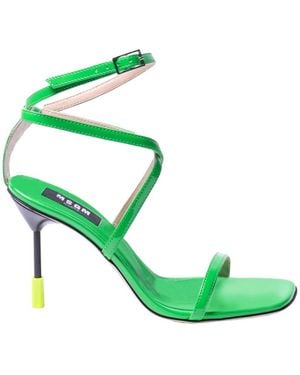 MSGM Schoenen ,Groen ,Leer Groene Gelakte Leren Sandaal Met Gestileerde Hak