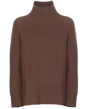 Kangra Jersey De Cachemira Y Lana Marrón Con Cuello Alto, Mujer, Talla