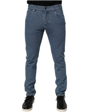 Dolce & Gabbana Blaue Baumwoll-Stretch-Slim-Fit-Denim-Jeans
