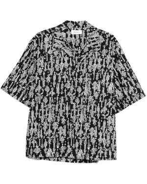 McQueen Zwarte Korte Mouw Shirt Met Kristalpatroon