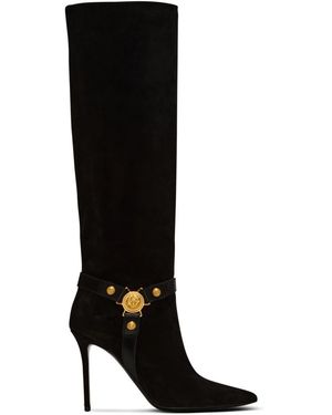 Balmain Suede Eva Knee-high Boots 95 - Black