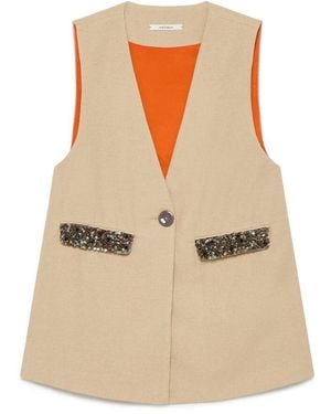 Maliparmi Kaffee Creme Denim Weste - Natur