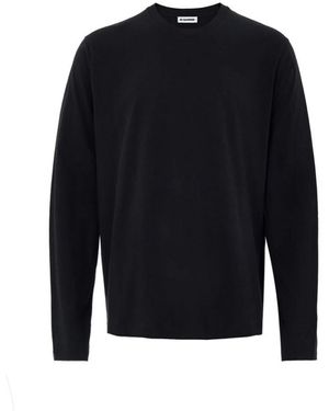 Jil Sander Long Sleeve T-Shirt Met Geborduurd Logo - Blauw