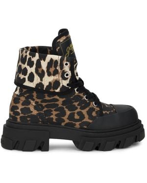 Ganni Lace-Up Boots - Negro