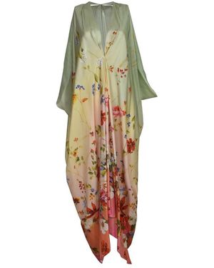 Roberto Cavalli Jassen ,Veelkleurig ,Bloemrijke Kaftan Met V-Hals - Groen