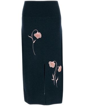 Erdem Rokken ,Groen ,Wol Geborduurde Midi Kokerrok - Blauw