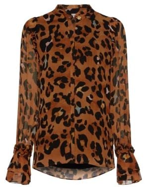 FABIENNE CHAPOT Cognac Black Carmen Printed Blouse - Brown