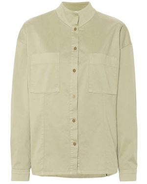 forte_forte Overhemden ,Groen ,Katoen Peached Cotton Twill Collar Shirt