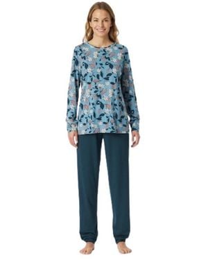 Schiesser Comfort Nachtwäsche Pyjama - Blau