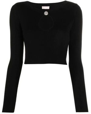 Liu Jo Jewel Neck Cropped Pullover - Schwarz