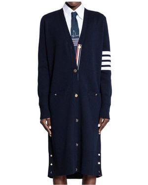 Thom Browne Merino V-Neck Cardigan Milano Stitch - Blau