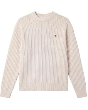 Calvin Klein Truien & Vesten ,Ribbed Crewneck Sweater - Wit
