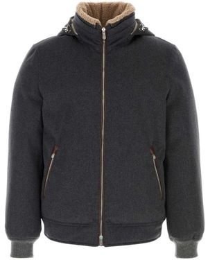 Brunello Cucinelli Donsjack Met Afneembare Capuchon - Zwart