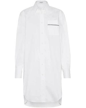 Brunello Cucinelli Stretch Cotton Poplin Shirt - Wit
