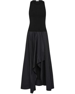 St. Agni Kleedjes ,Zwart ,Katoen Knit Bodice Asymm Dress