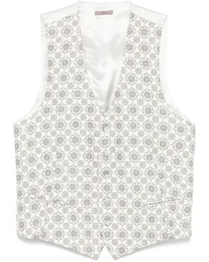 Lady Anne Gemusterter Jacquard-Weste Mit Frontknöpfen - Weiß