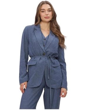 Moss Copenhagen Jassen ,Blauw ,Polyester Mschviana Ginia Blazer