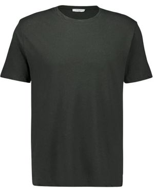 Boglioli Dunkelgrünes Baumwoll-Leinen-Rundhals-T-Shirt
