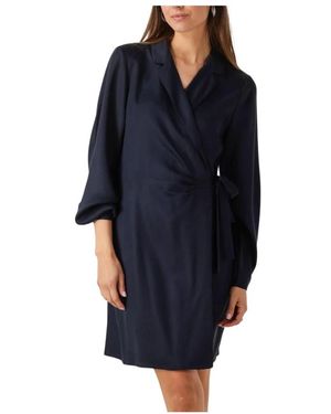 Another Label Marine Wickelkleid Langarm - Blau