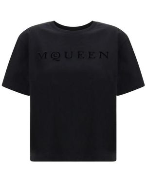 McQueen Tops ,Zwart ,Katoen Cotton Crew Neck T-Shirt