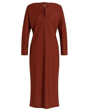 Alberta Ferretti Kleedjes ,Bruin ,Midi-Jurk Met Piercingdetail - Rood