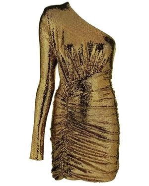 Alexandre Vauthier Abito mini dorato con paillettes vita drappeggiata - Verde