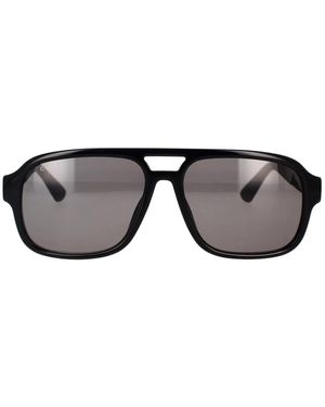 Gucci Pilot Zonnebril Met Gouden Logo - Zwart