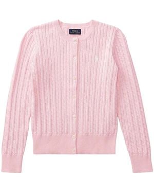 Polo Ralph Lauren Baumwoll-Strickjacke Mit Logo - Pink