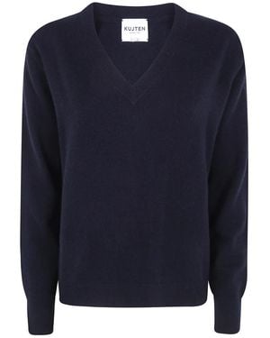 Kujten Truien & Vesten ,Zwart ,Wol Lita V-Hals Trui - Blauw