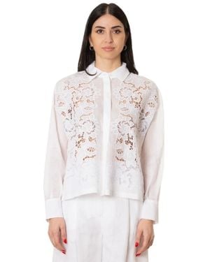 Max Mara Overhemden ,Wit ,Polyester Camicia Con Ricami