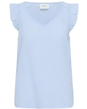 Cream Flounce Top - Blau