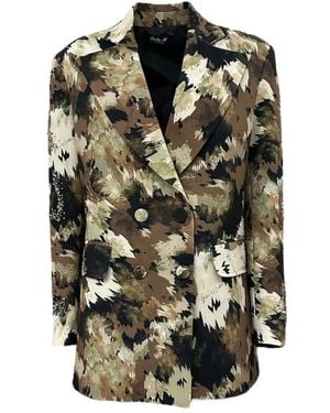 Giulia N Couture Jassen ,Veelkleurig ,Leer Blazer - Groen