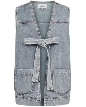 Numph Jassen ,Blauw ,Denim Denim Gilet Lichtblauw Bleekmiddel - Grijs