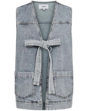 Numph Jassen ,Blauw ,Denim Denim Gilet Lichtblauw Bleekmiddel - Grijs