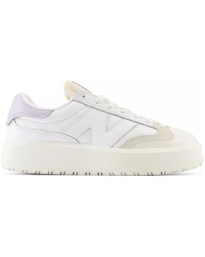 New Balance Ct302 In White/purple Leather