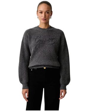 Guess Truien & Vesten ,Grijs ,Katoen Faith Trui - Zwart