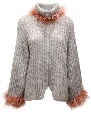 PHO® Firenze Cardigan Full-Zip Paillettes Sweater - Grau