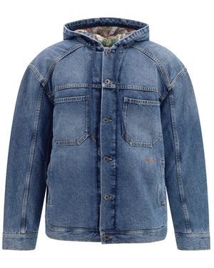 Off-White c/o Virgil Abloh Jassen ,Blauw ,Denim Bookish Padded Denim Jacket
