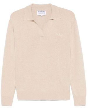 Mc2 Saint Barth R gestrickter polo mit logo-stickerei - Weiß