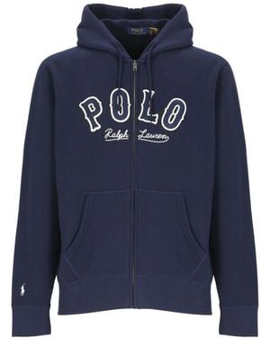 Ralph Lauren Hoodies & Sweatvesten ,Blauw ,Katoen Rl Fleece Western-Logo Hoodie