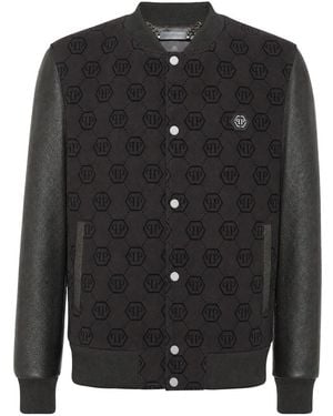 Philipp Plein Jassen ,Zwart ,Wol Varsity Bomber Monogram