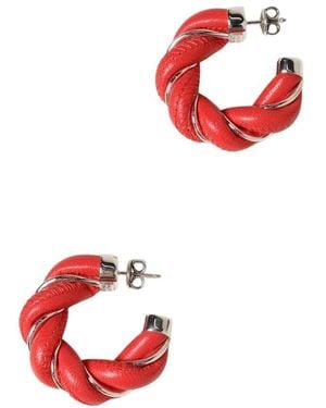 Bottega Veneta Rote Twist Leder Hoop Ohrringe