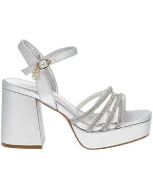 Gattinoni Schoenen ,Grijs ,Zilveren Hoge Hak Sandalen Verhogen Stijl - Wit